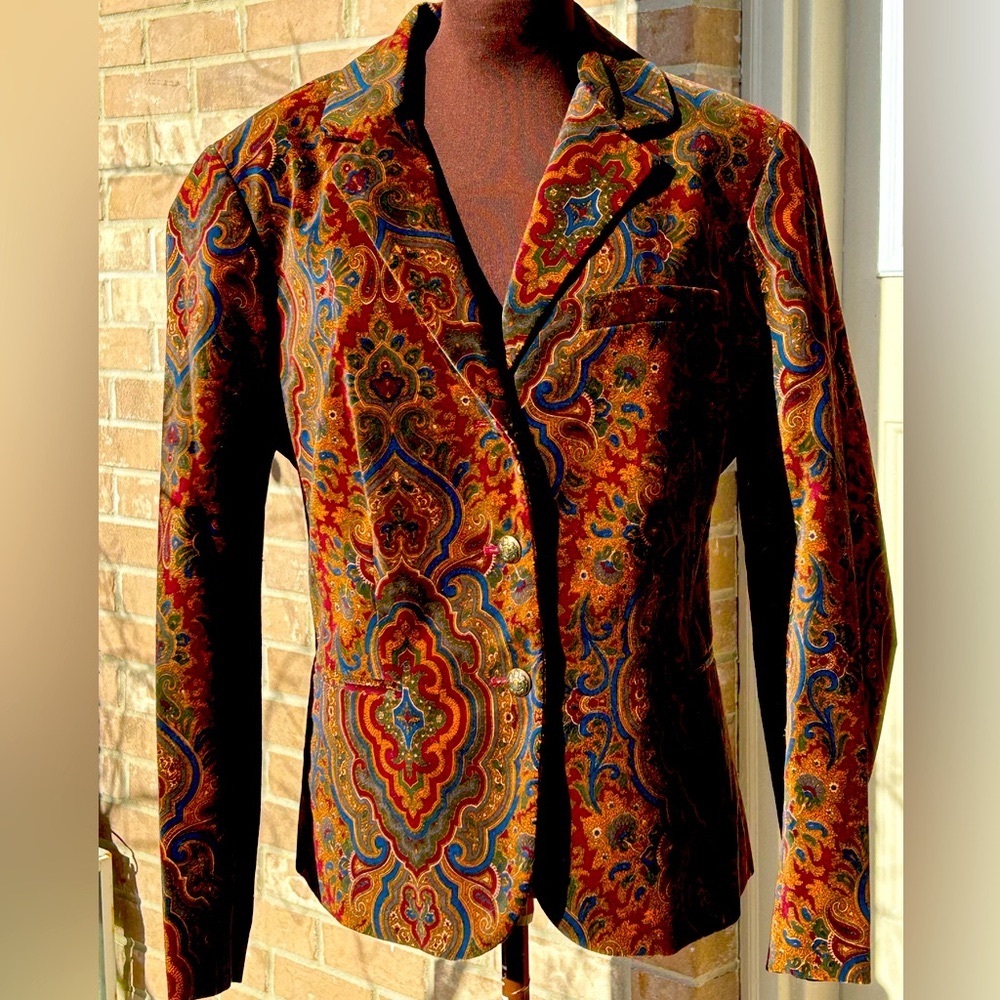 RALPH LAUREN s1X velvet paisley blazer-looks brand new! Amazing color saturation